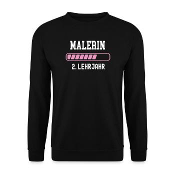 Painter training 2nd year second year apprenticeship - Unisex Sweatshirt - black - Front - Alina (178cm) & Michal (187cm)