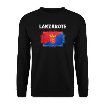 Drapeau de Lanzarote avec armoiries - Sweat-shirt Unisexe - noir - Devant - Alina (178cm) & Michal (187cm)