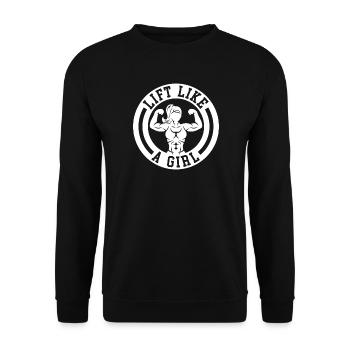Heben Sie wie ein Mädchen - Unisex Pullover - Schwarz - Vorne - Alina (178cm) & Michal (187cm)