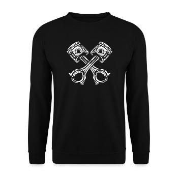 Crossed engine pistons – Biker &amp; Tuning - Unisex Sweatshirt - black - Front - Alina (178cm) & Michal (187cm)