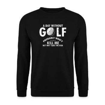 Warning Might Start Talking About Golf Anytime - Unisex Sweatshirt - black - Front - Alina (178cm) & Michal (187cm)
