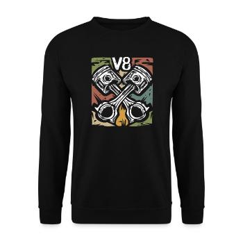 V8 Retro Pistons – Muscle Car &amp; Biker - Unisex Sweatshirt - black - Front - Alina (178cm) & Michal (187cm)