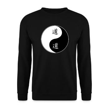 Yin Yang Symbol mit chinesischen Zeichen - Unisex Pullover - Schwarz - Vorne - Alina (178cm) & Michal (187cm)