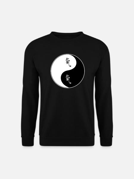 Yin Yang Symbol with Chinese Characters - Unisex Sweatshirt - black