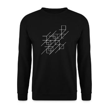 Geometrischer optischer Illusionsdruck - Unisex Pullover - Schwarz - Vorne - Alina (178cm) & Michal (187cm)