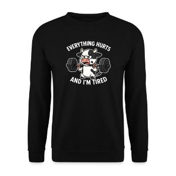 Angry Cow Lifting Weights Illustration - Unisex Sweatshirt - black - Front - Alina (178cm) & Michal (187cm)