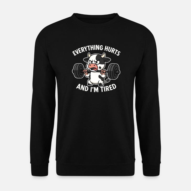 Angry Cow Lifting Weights Illustration - Unisex Sweatshirt - black