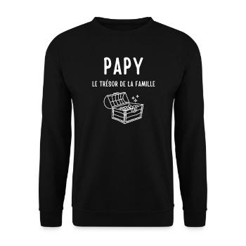 papy le trésor de la famille - Sweat-shirt Unisexe - noir - Devant - Alina (178cm) & Michal (187cm)