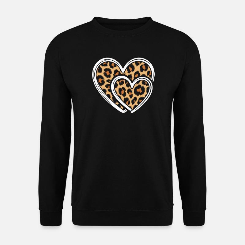 Herz mit Leopardmuster - Unisex Pullover - Schwarz