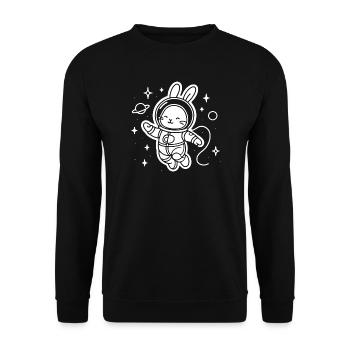 Weltraum-Hase in Astronautenanzug - Unisex Pullover - Schwarz - Vorne - Alina (178cm) & Michal (187cm)