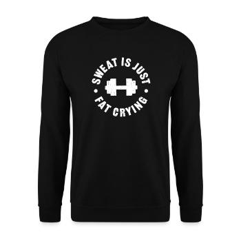 Schweiß ist nur Fett, das weint - Unisex Pullover - Schwarz - Vorne - Alina (178cm) & Michal (187cm)