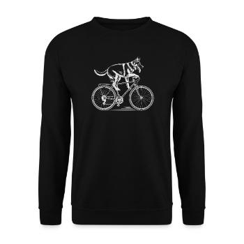 German Shepherd Dog Driving Bicycle - Unisex Sweatshirt - black - Front - Alina (178cm) & Michal (187cm)