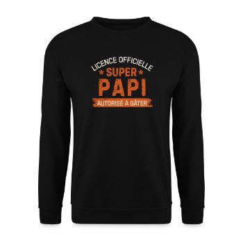 Officially Licensed Super Grandpa Personalized Gift - Unisex Sweatshirt - black - Front - Alina (178cm) & Michal (187cm)