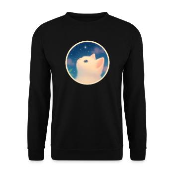 Dreamy kitten under a starry sky - Unisex Sweatshirt - black - Front - Alina (178cm) & Michal (187cm)