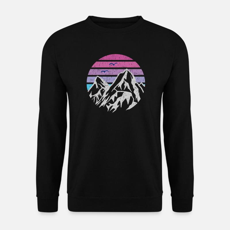 Berge Retro Sonne - Unisex Pullover - Schwarz