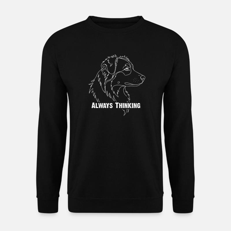 Border Collie Always Thinking Line Art Hund - Unisex Pullover - Schwarz