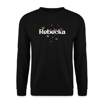 Beautiful girl's name with butterflies REBECKA - Unisex Sweatshirt - black - Front - Alina (178cm) & Michal (187cm)