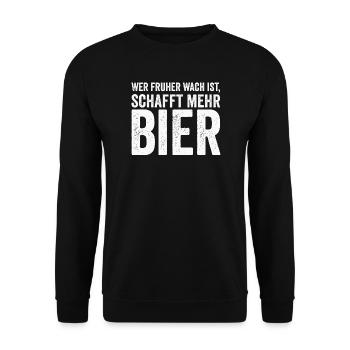 Beer saying in white vintage font - Unisex Sweatshirt - black - Front - Alina (178cm) & Michal (187cm)
