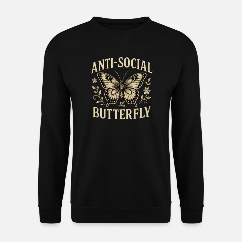 Antisoziale Schmetterlings-treue Illustration - Unisex Pullover - Schwarz