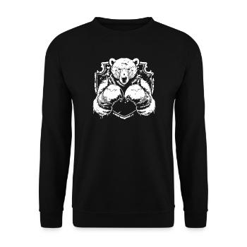 Starkes Bärenlogo mit Kampfpose Boxer - Unisex Pullover - Schwarz - Vorne - Alina (178cm) & Michal (187cm)