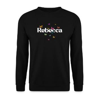 Beau prénom de fille avec des papillons REBECCA - Sweat-shirt Unisexe - noir - Devant - Alina (178cm) & Michal (187cm)
