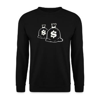 Sac d’argent motif design - Sweat-shirt Unisexe - noir - Devant - Alina (178cm) & Michal (187cm)