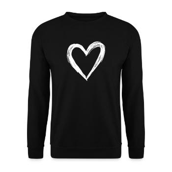 Hand-drawn heart in black and white - Unisex Sweatshirt - black - Front - Alina (178cm) & Michal (187cm)
