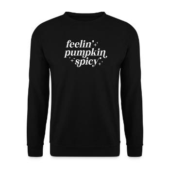 Gefühle von Kürbisschärfe Typografie - Unisex Pullover - Schwarz - Vorne - Alina (178cm) & Michal (187cm)