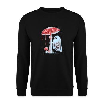 Spooky Ghost with Bloody Red Mushroom - Unisex Sweatshirt - black - Front - Alina (178cm) & Michal (187cm)