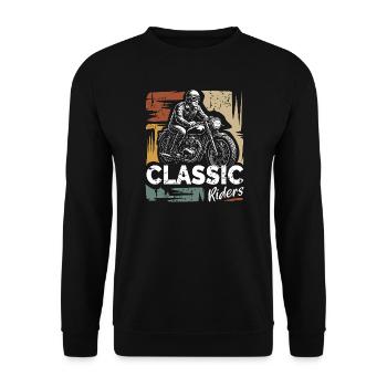 Conception de moto vintage Classic Riders - Sweat-shirt Unisexe - noir - Devant - Alina (178cm) & Michal (187cm)
