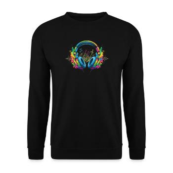 Lebendige Musik Kopfhörer Kunst - Unisex Pullover - Schwarz - Vorne - Alina (178cm) & Michal (187cm)