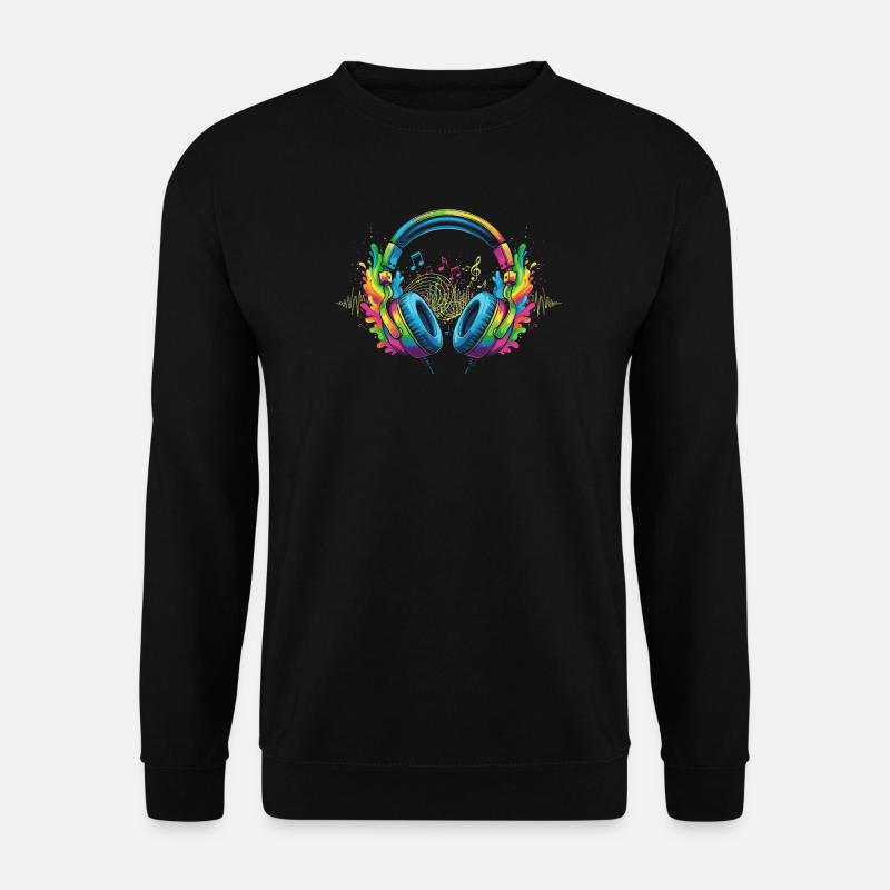 Lebendige Musik Kopfhörer Kunst - Unisex Pullover - Schwarz