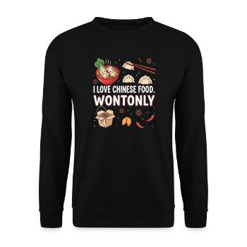 Ausdrucksstarkes chinesisches Essensliebesdesign - Unisex Pullover - Schwarz - Vorne - Alina (178cm) & Michal (187cm)
