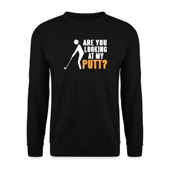 Funny Bogey Every Hole Threw Putter in Pond - Unisex Sweatshirt - black - Front - Alina (178cm) & Michal (187cm)