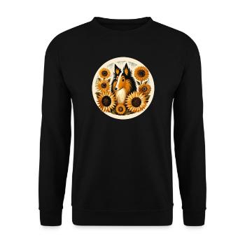 Collie fantaisiste avec cadre de tournesol - Sweat-shirt Unisexe - noir - Devant - Alina (178cm) & Michal (187cm)