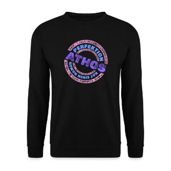Geschenk für Athos - Unisex Pullover - Schwarz - Vorne - Alina (178cm) & Michal (187cm)
