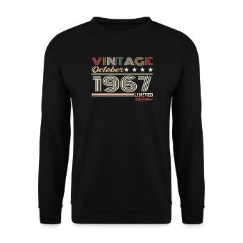 Octobre 1967 rétro anniversaire 1967 Octobre 1967  - Sweat-shirt Unisexe - noir - Devant - Alina (178cm) & Michal (187cm)