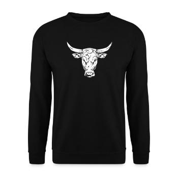 Stierkopf Silhouette Design - Unisex Pullover - Schwarz - Vorne - Alina (178cm) & Michal (187cm)