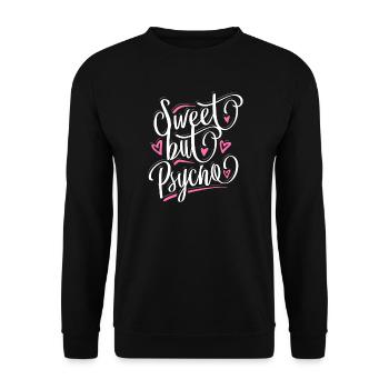 Sweet but Psycho - Suess aber Verrückt - Spruch - Unisex Pullover - Schwarz - Vorne - Alina (178cm) & Michal (187cm)