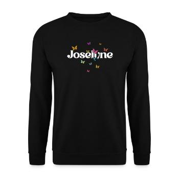 Beau prénom de fille avec des papillons JOSELYNE - Sweat-shirt Unisexe - noir - Devant - Alina (178cm) & Michal (187cm)