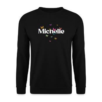 Beautiful girl's name with butterflies MICHELLE - Unisex Sweatshirt - black - Front - Alina (178cm) & Michal (187cm)