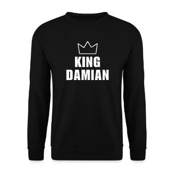 Damian Name with Letter D - King Crown Shirt - Unisex Sweatshirt - black - Front - Alina (178cm) & Michal (187cm)