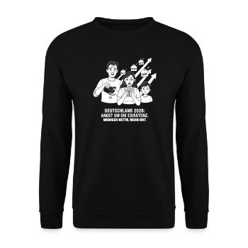 Angst um die Existenz 2026 - Unisex Pullover - Schwarz - Vorne - Alina (178cm) & Michal (187cm)