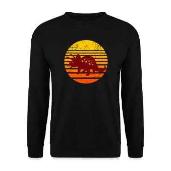 Dinosaurier Sonnenuntergang Motiv - Unisex Pullover - Schwarz - Vorne - Alina (178cm) & Michal (187cm)
