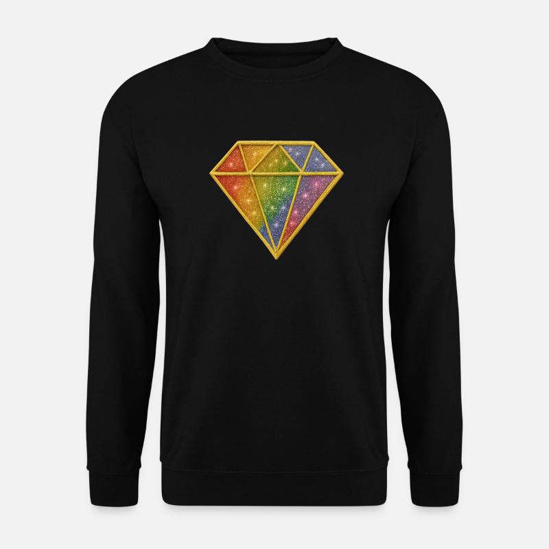 Regenbogen-Glitzer-Diamant-Aufnäher - Unisex Pullover - Schwarz