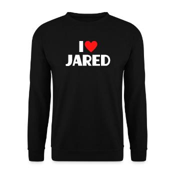 I love Jared Red Heart Romantic Name Fan - Unisex Sweatshirt - black - Front - Alina (178cm) & Michal (187cm)