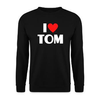 I love Tom Red Heart Romantic Name Fan - Unisex Sweatshirt - black - Front - Alina (178cm) & Michal (187cm)