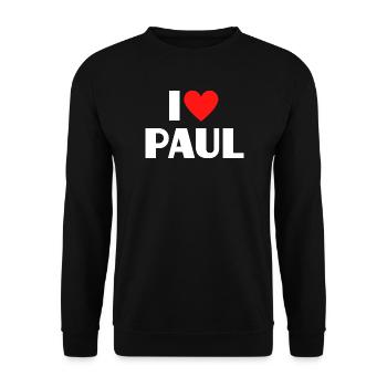 J'aime Paul Red Heart, fan du nom romantique - Sweat-shirt Unisexe - noir - Devant - Alina (178cm) & Michal (187cm)