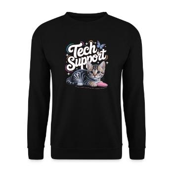 Funny Tech Support Cute Cat Ironic IT - Unisex Sweatshirt - black - Front - Alina (178cm) & Michal (187cm)