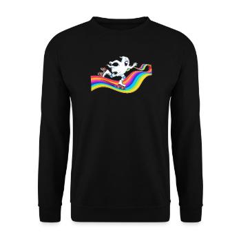 Un fantôme patine à roulettes sur une patinoire arc-en-ciel - Sweat-shirt Unisexe - noir - Devant - Alina (178cm) & Michal (187cm)
